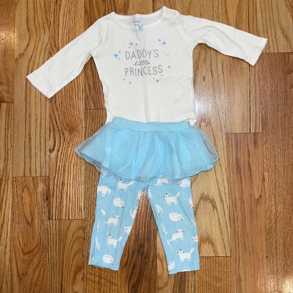 Carter's DADDY'S LITTLE  PRINCESS 2-Piece long sleeve  Bodysuit w Pants 6 M
